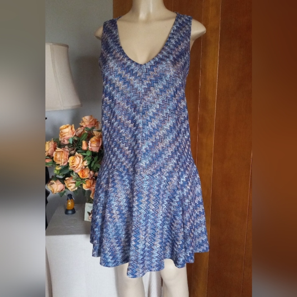 Maeve Blue Zigzag High Low Dress